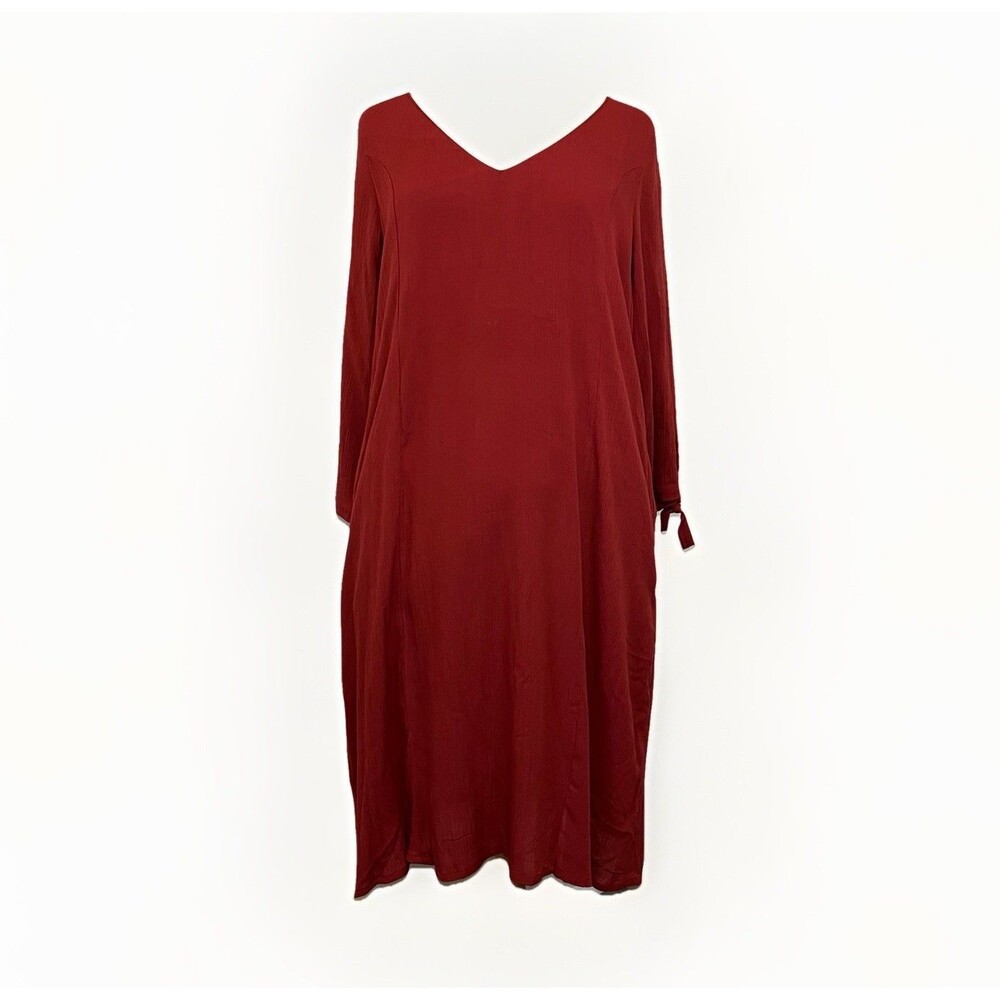 Soft Surroundings Hera Dress Sz L Lined Cardinal Red Color 3/4 Sleeve NWT